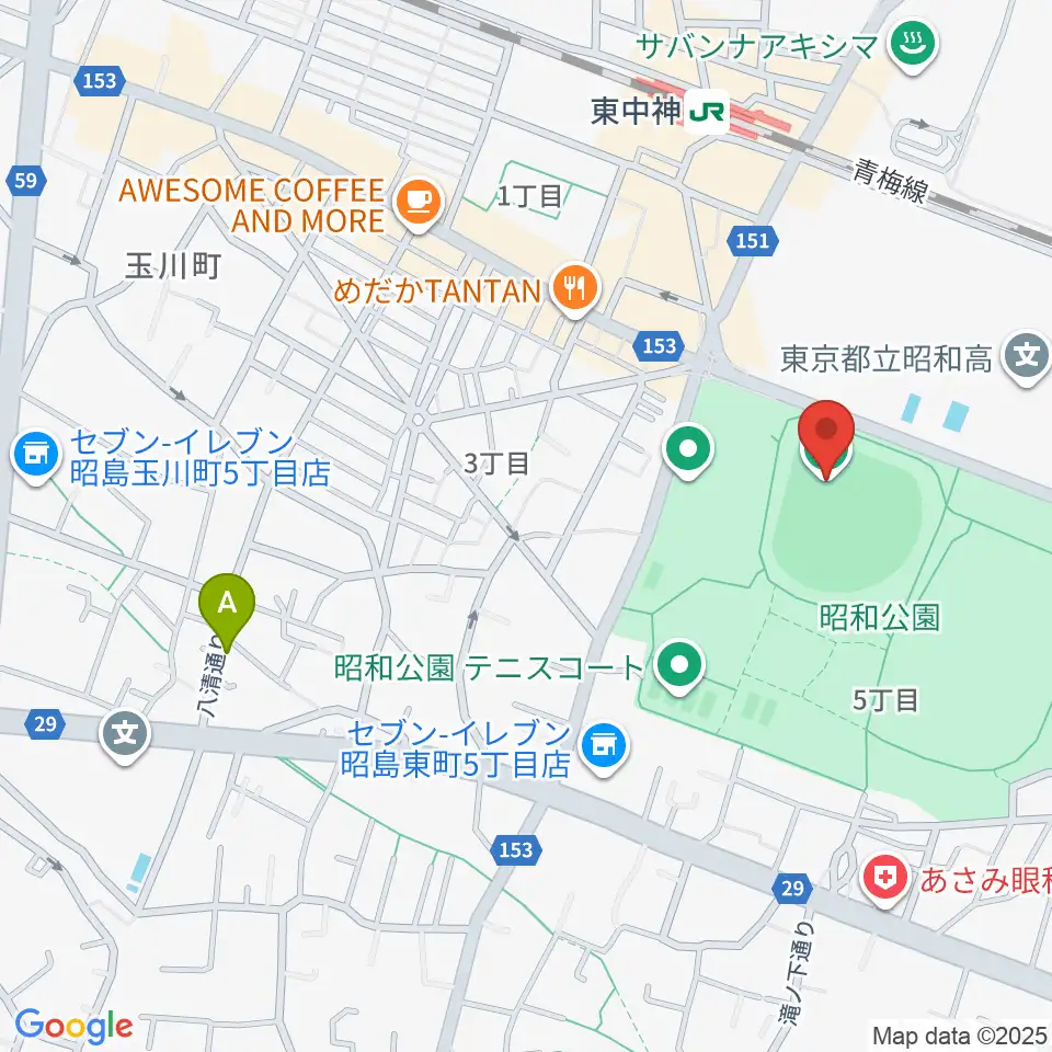 S&D昭島スタジアム周辺のホテル一覧地図