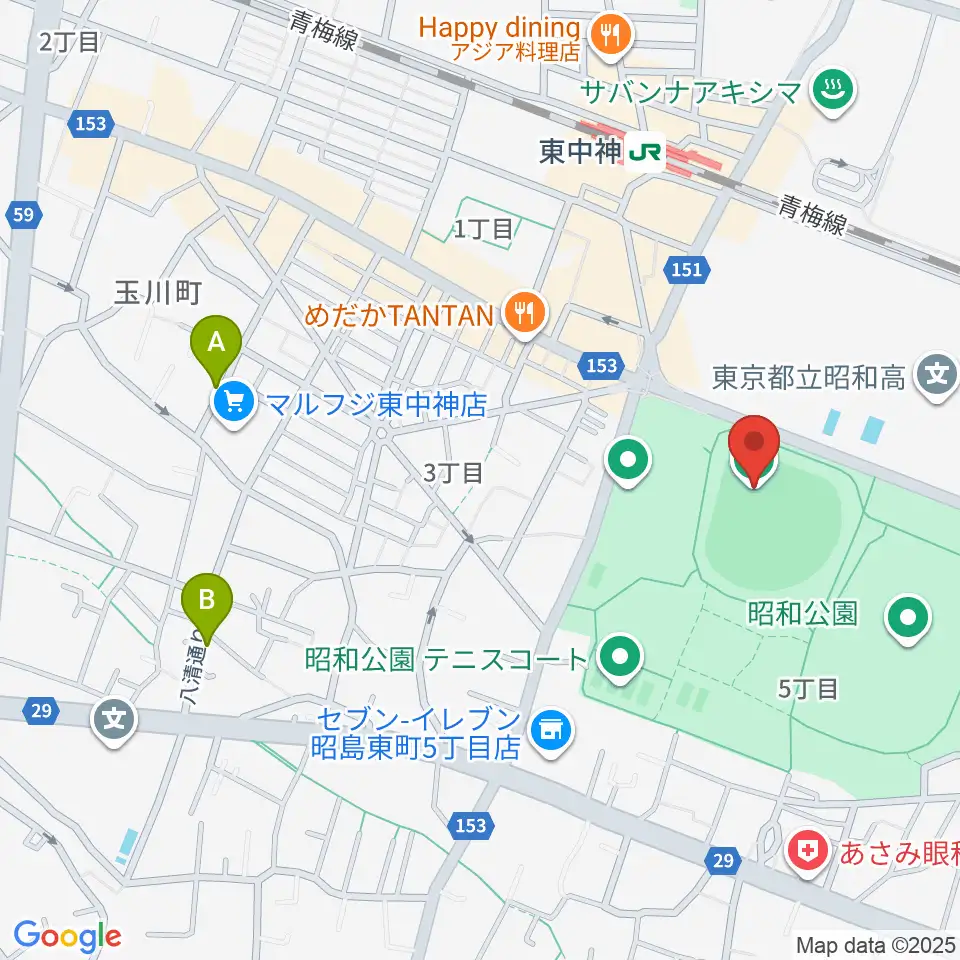 S&D昭島スタジアム周辺のホテル一覧地図