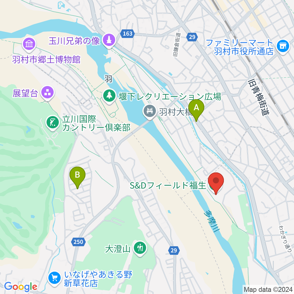 S&Dフィールド福生周辺のホテル一覧地図