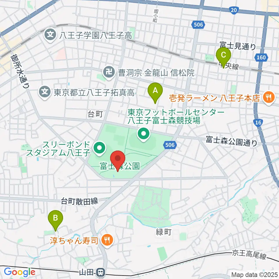 八王子市富士森体育館周辺のホテル一覧地図