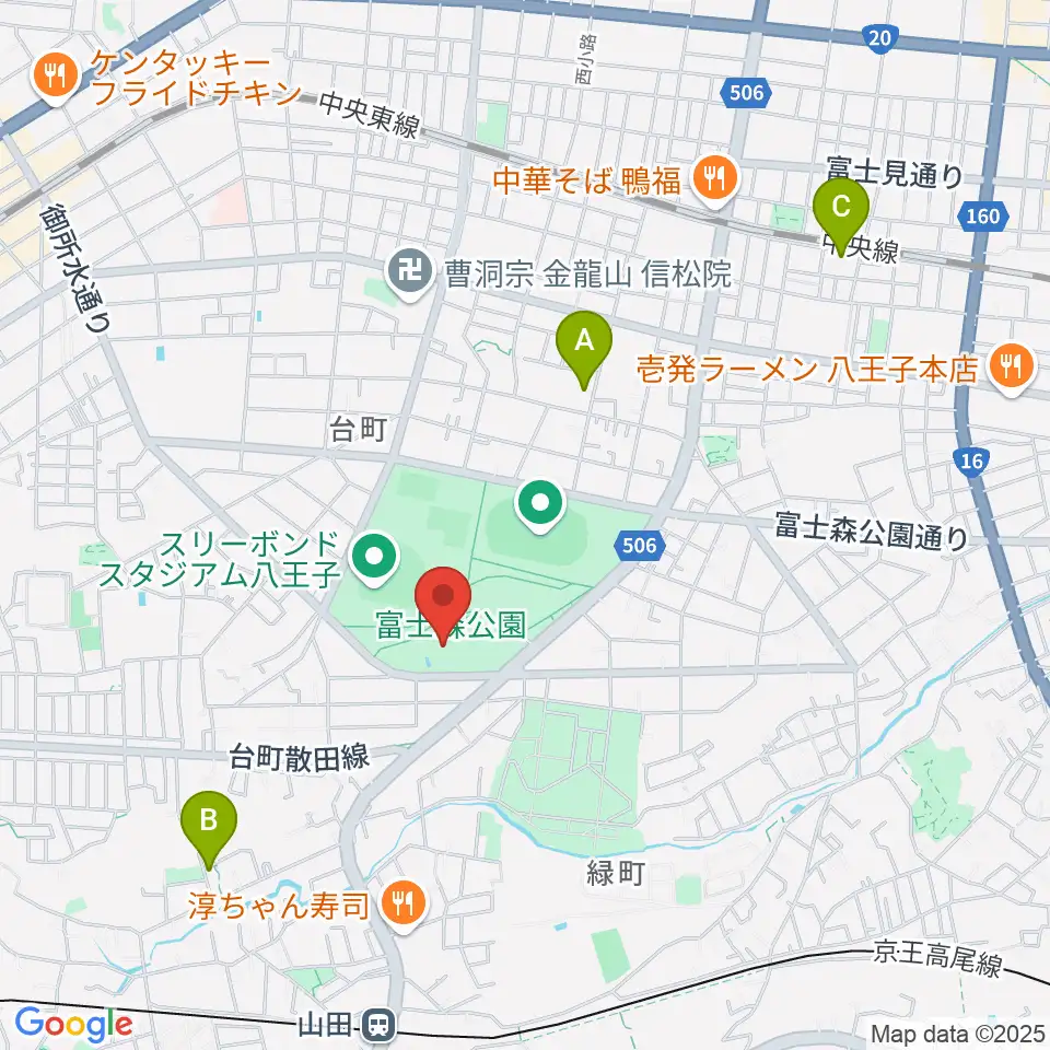 八王子市富士森体育館周辺のホテル一覧地図