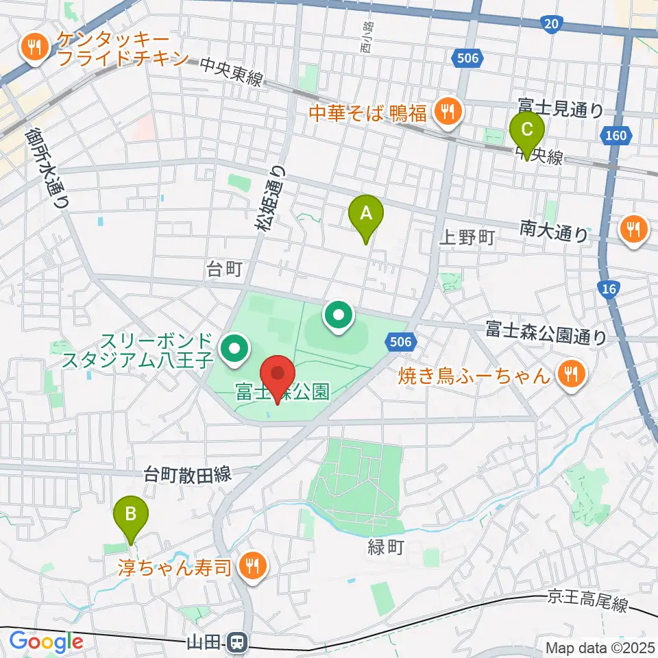 八王子市富士森体育館周辺のホテル一覧地図