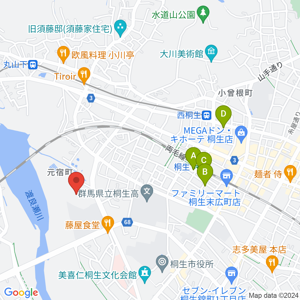 森エンジニアリング桐生スタジアム周辺のホテル一覧地図