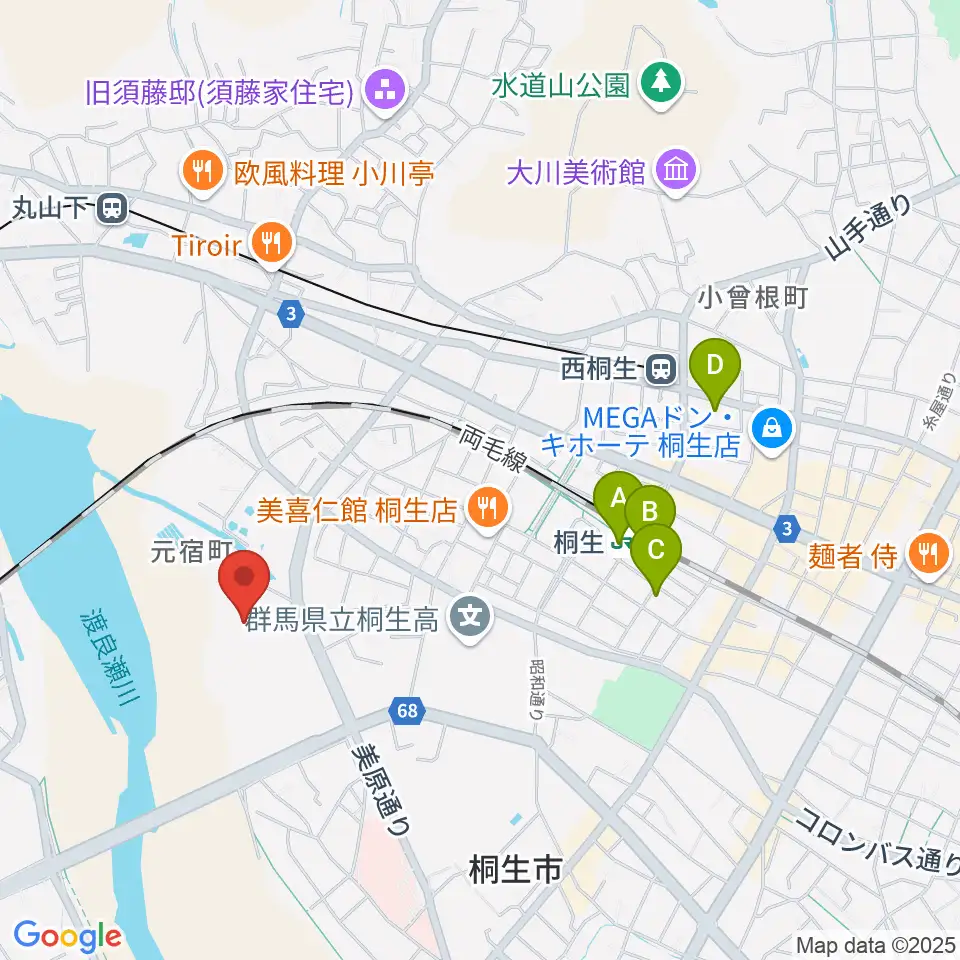 森エンジニアリング桐生スタジアム周辺のホテル一覧地図