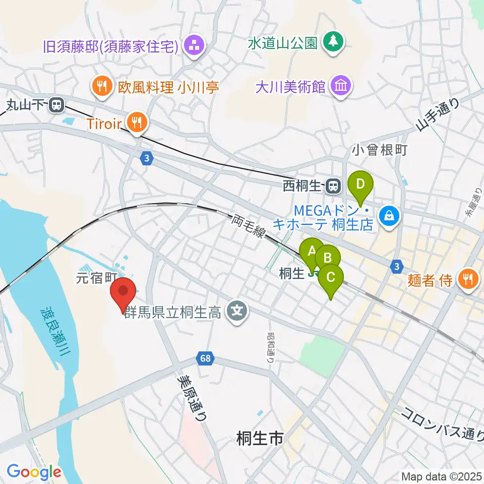 森エンジニアリング桐生スタジアム周辺のホテル一覧地図