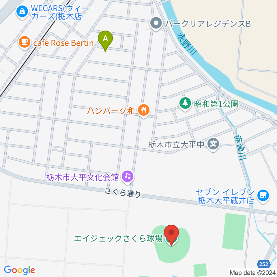 エイジェックさくら球場周辺のホテル一覧地図