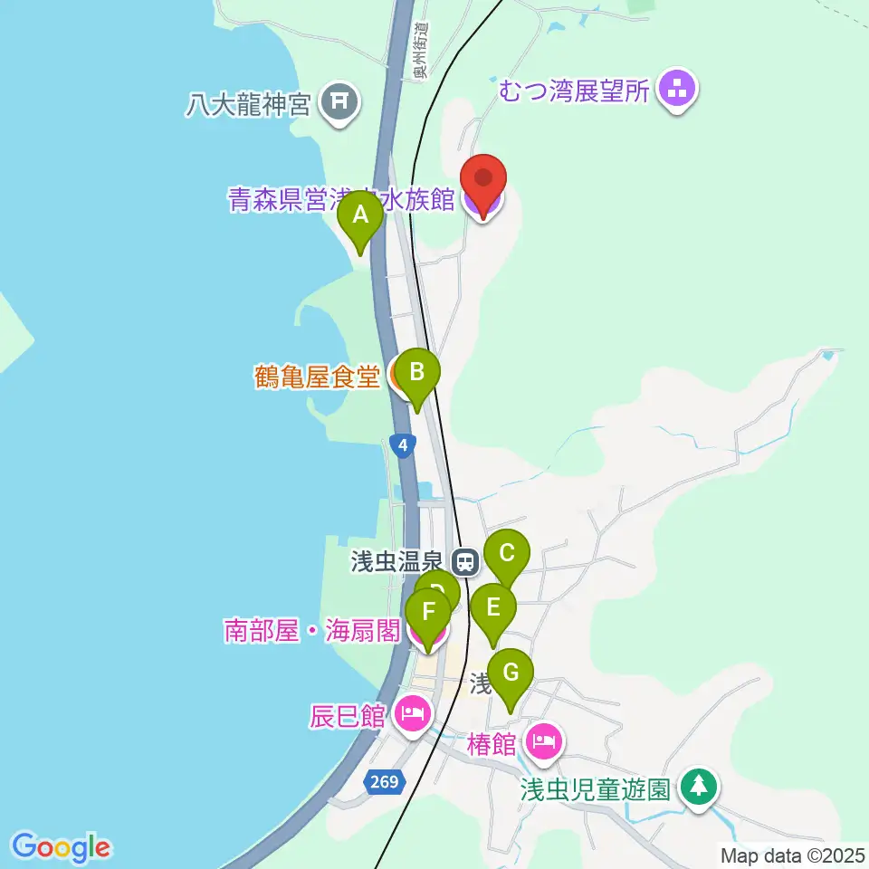 青森県営浅虫水族館周辺のホテル一覧地図