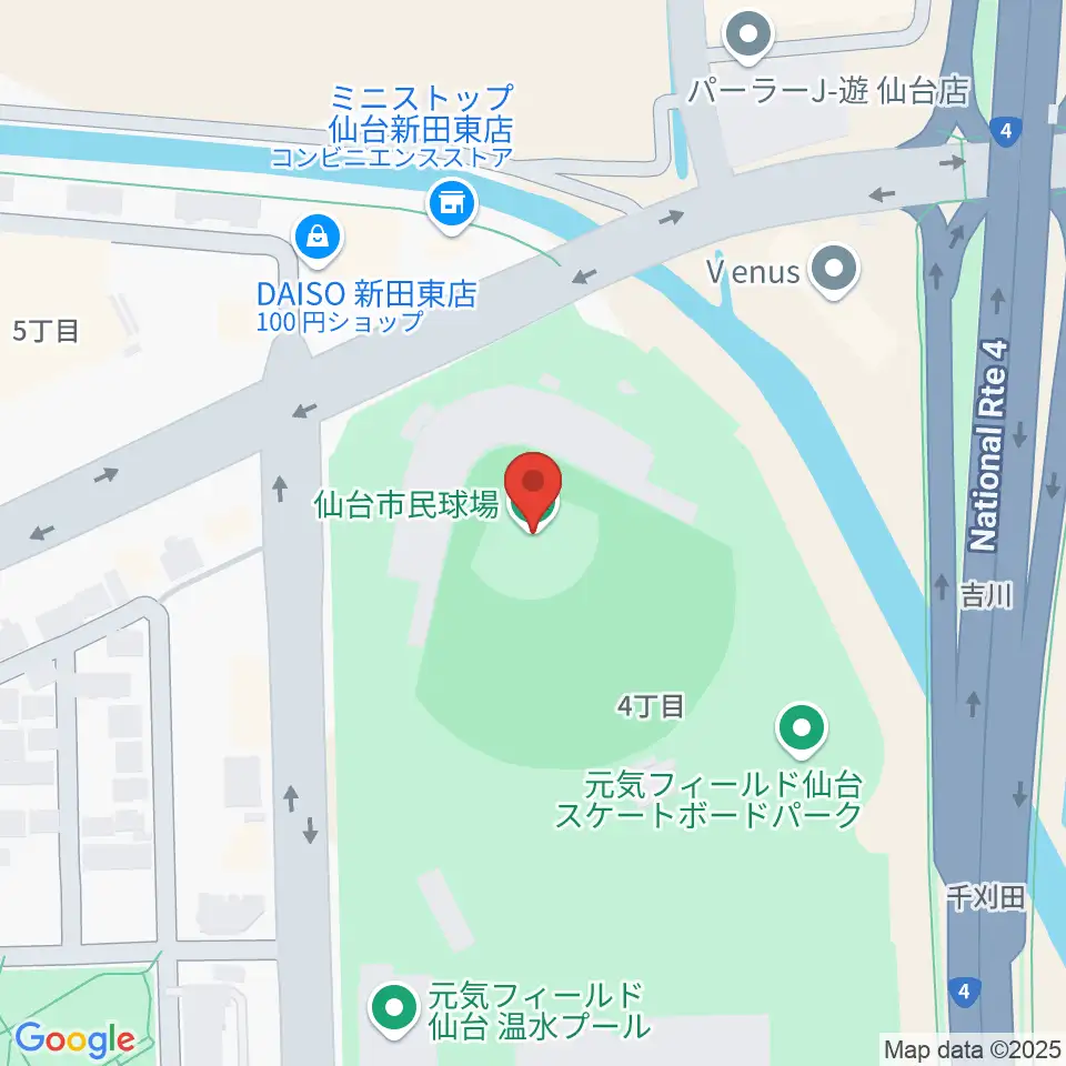 仙台市民球場周辺のホテル一覧地図