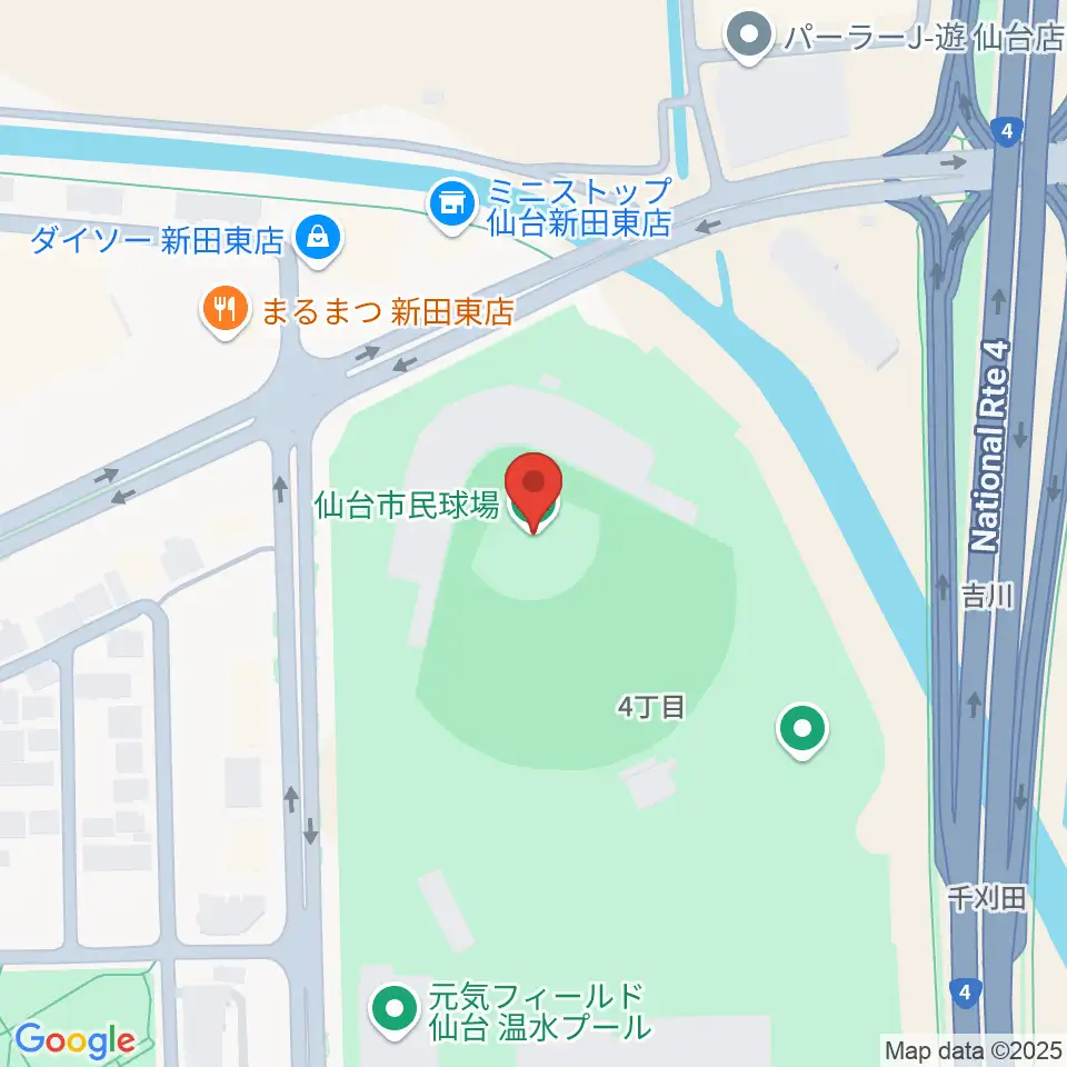 仙台市民球場周辺のホテル一覧地図