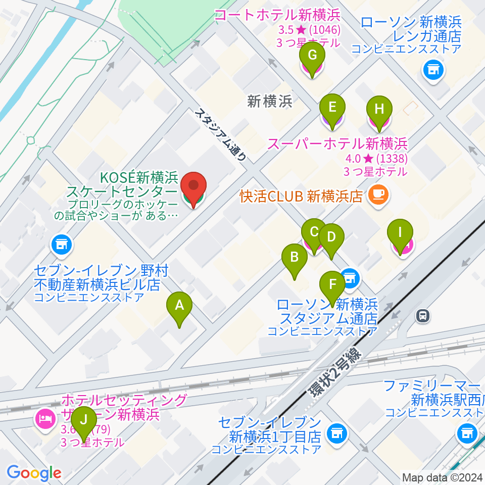 KOSÉ新横浜スケートセンター周辺のホテル一覧地図