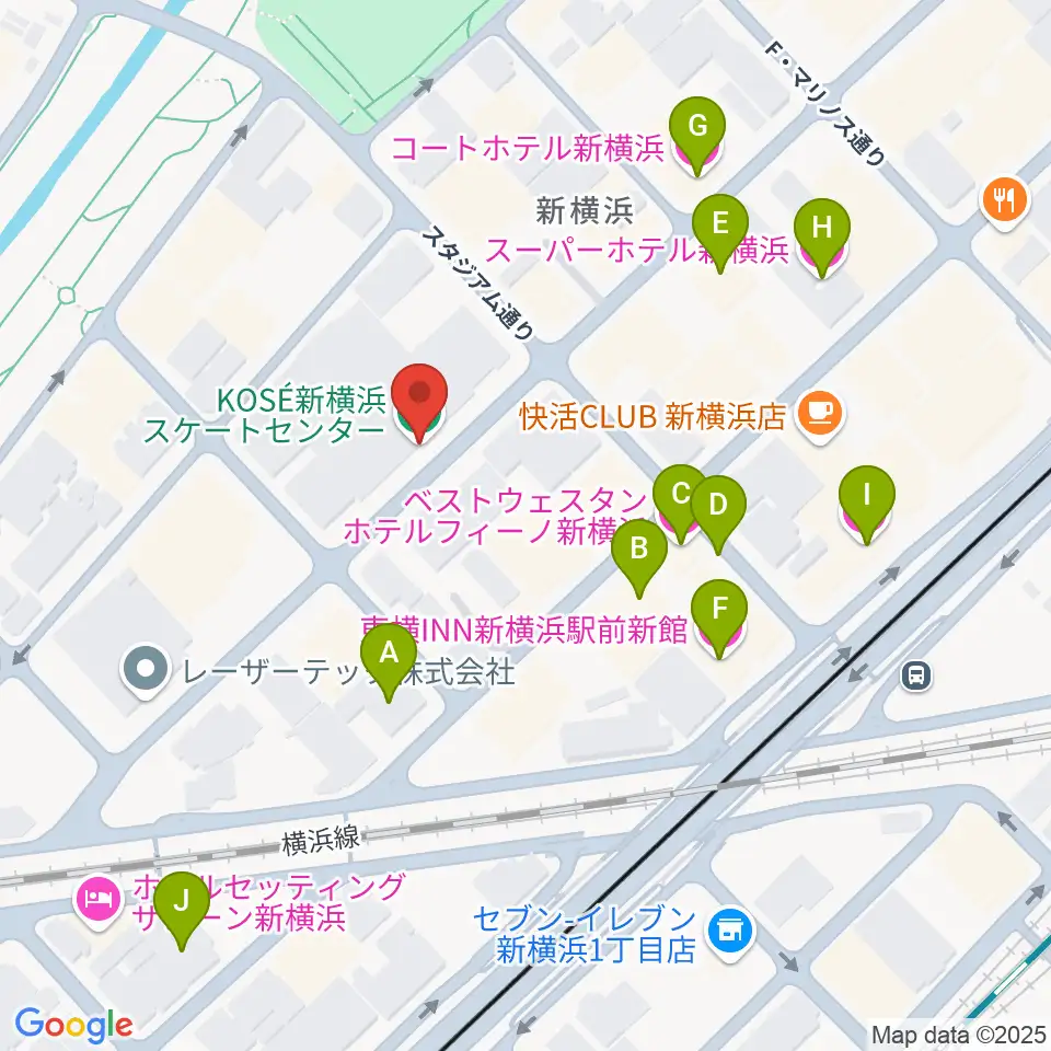 KOSÉ新横浜スケートセンター周辺のホテル一覧地図