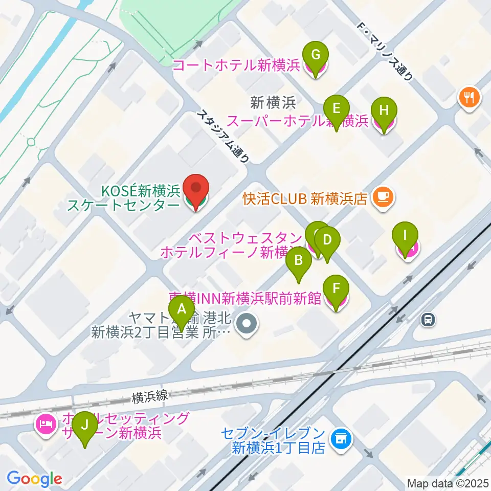 KOSÉ新横浜スケートセンター周辺のホテル一覧地図