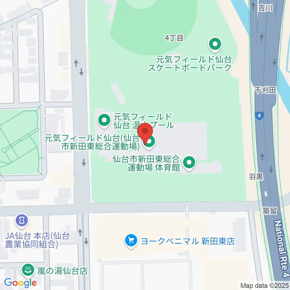 元気フィールド仙台宮城野体育館周辺のホテル一覧地図