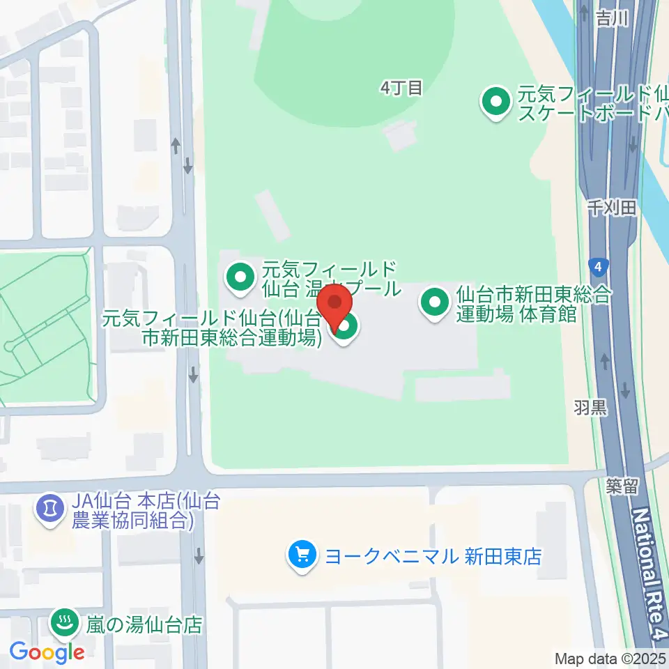 元気フィールド仙台宮城野体育館周辺のホテル一覧地図