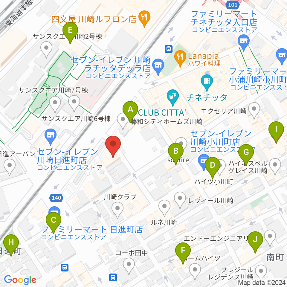 STUDIO楽 川崎店周辺のホテル一覧地図