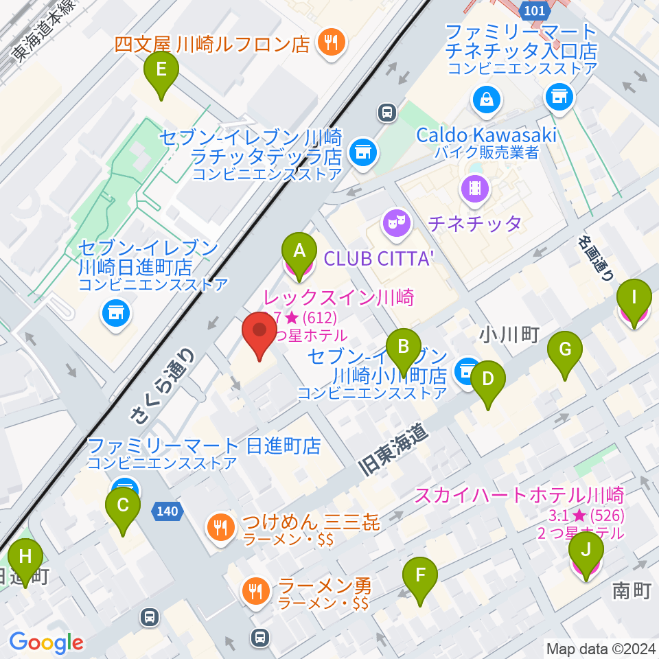 STUDIO楽 川崎店周辺のホテル一覧地図