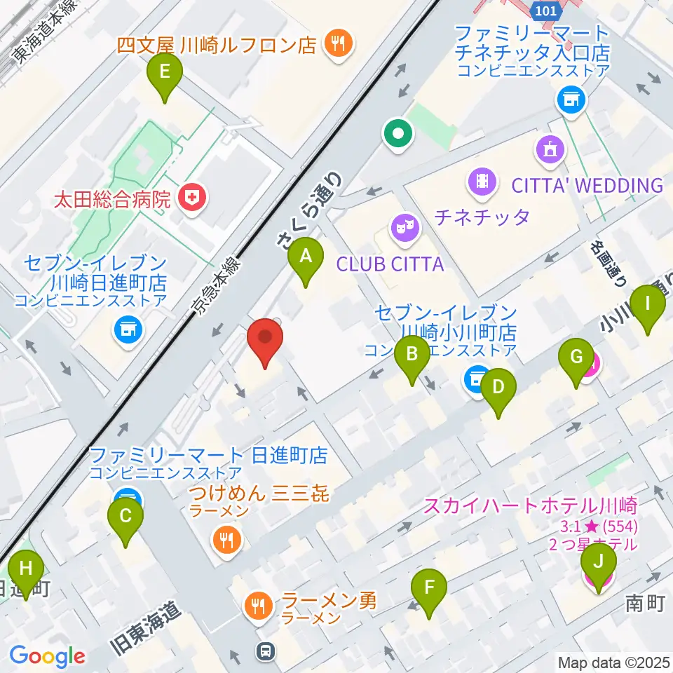 STUDIO楽 川崎店周辺のホテル一覧地図