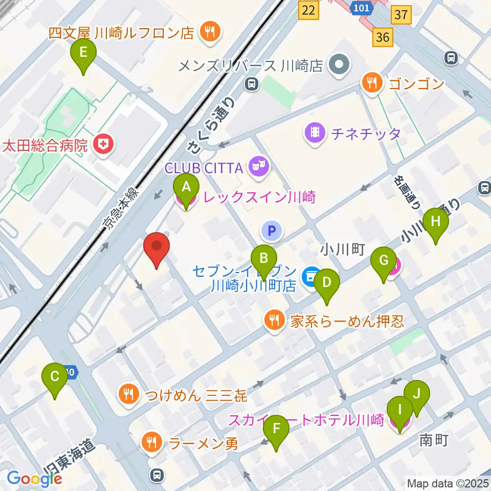 STUDIO楽 川崎店周辺のホテル一覧地図