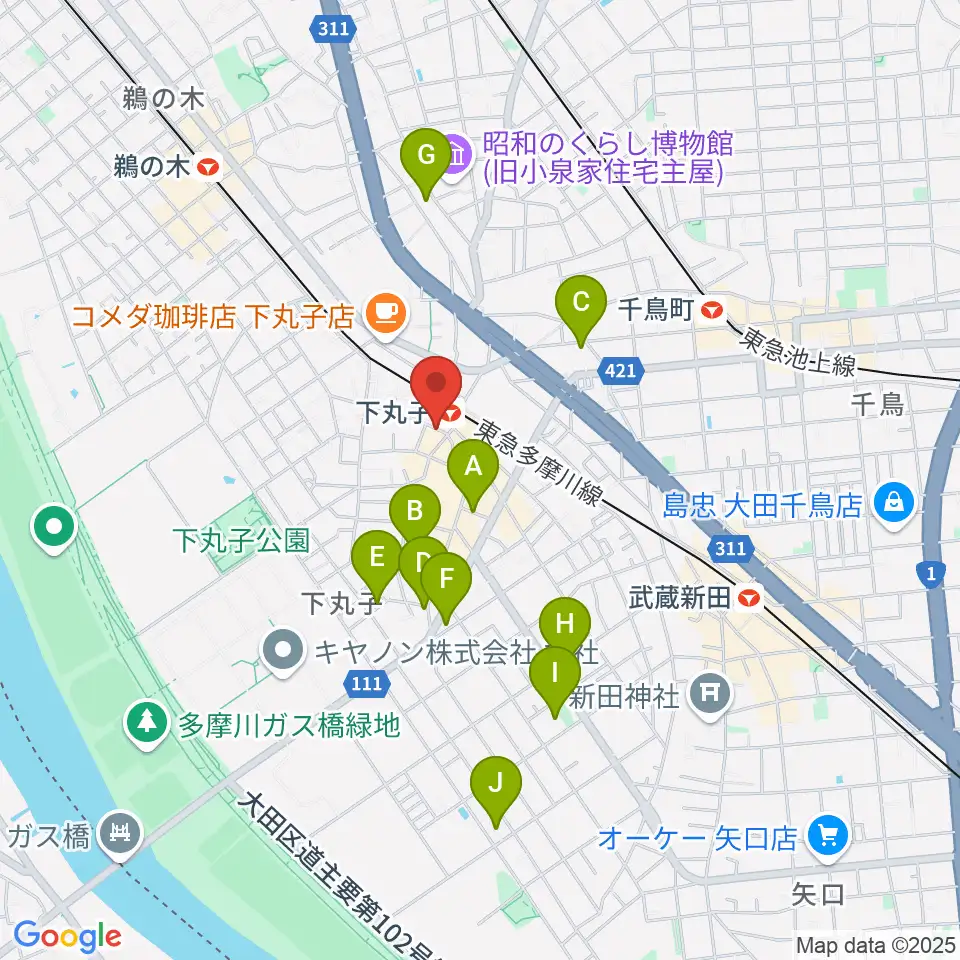 STUDIO楽 下丸子店周辺のホテル一覧地図