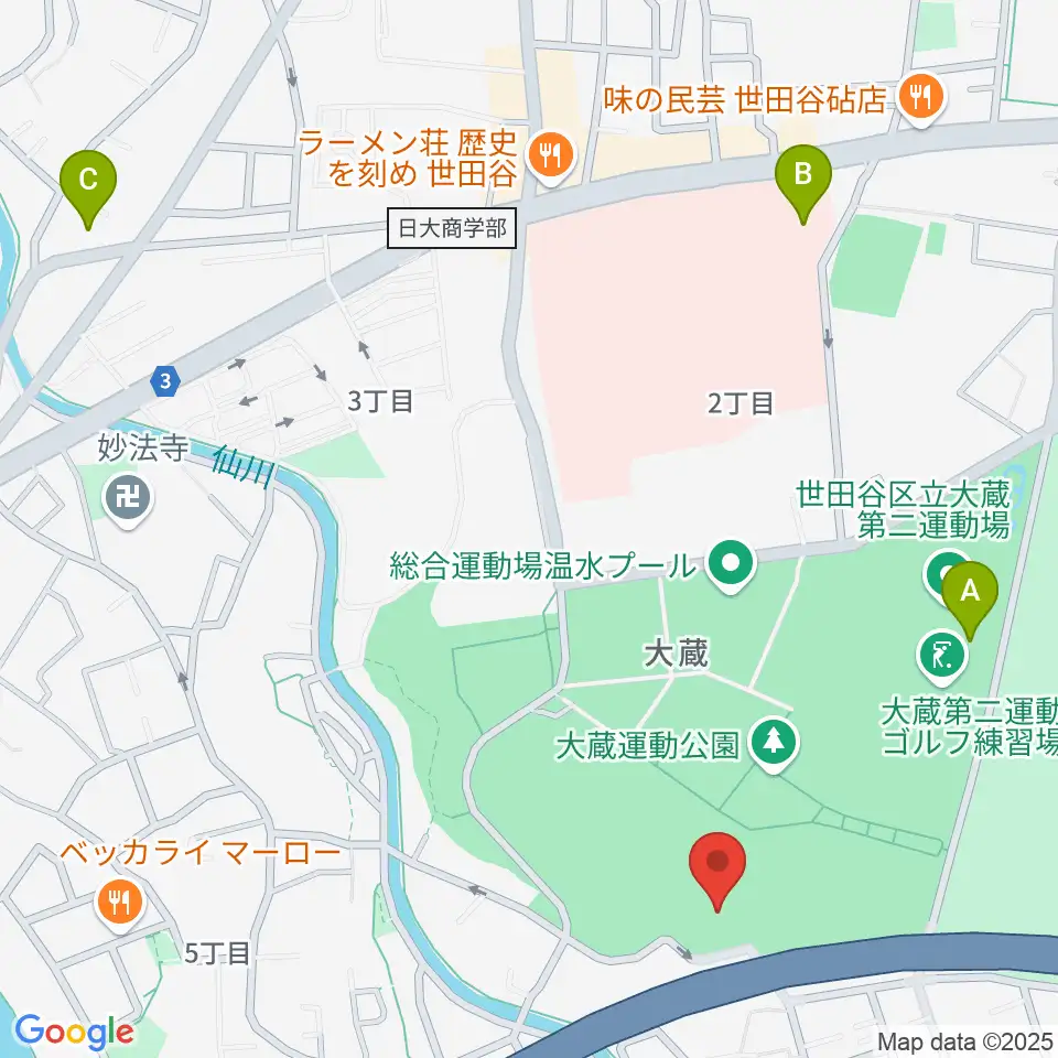 世田谷区立総合運動場野球場周辺のホテル一覧地図