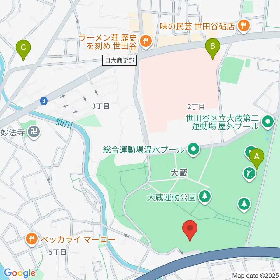 世田谷区立総合運動場野球場周辺のホテル一覧地図