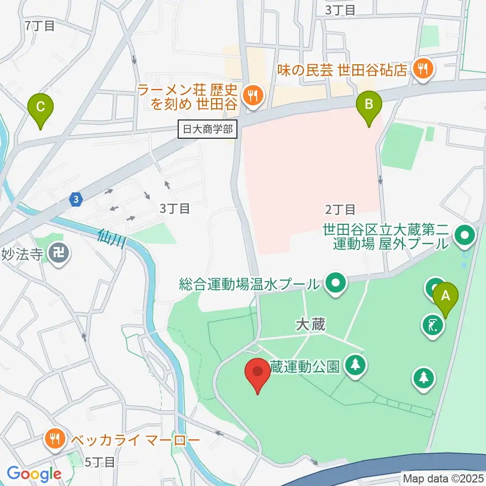 世田谷区立総合運動場陸上競技場周辺のホテル一覧地図