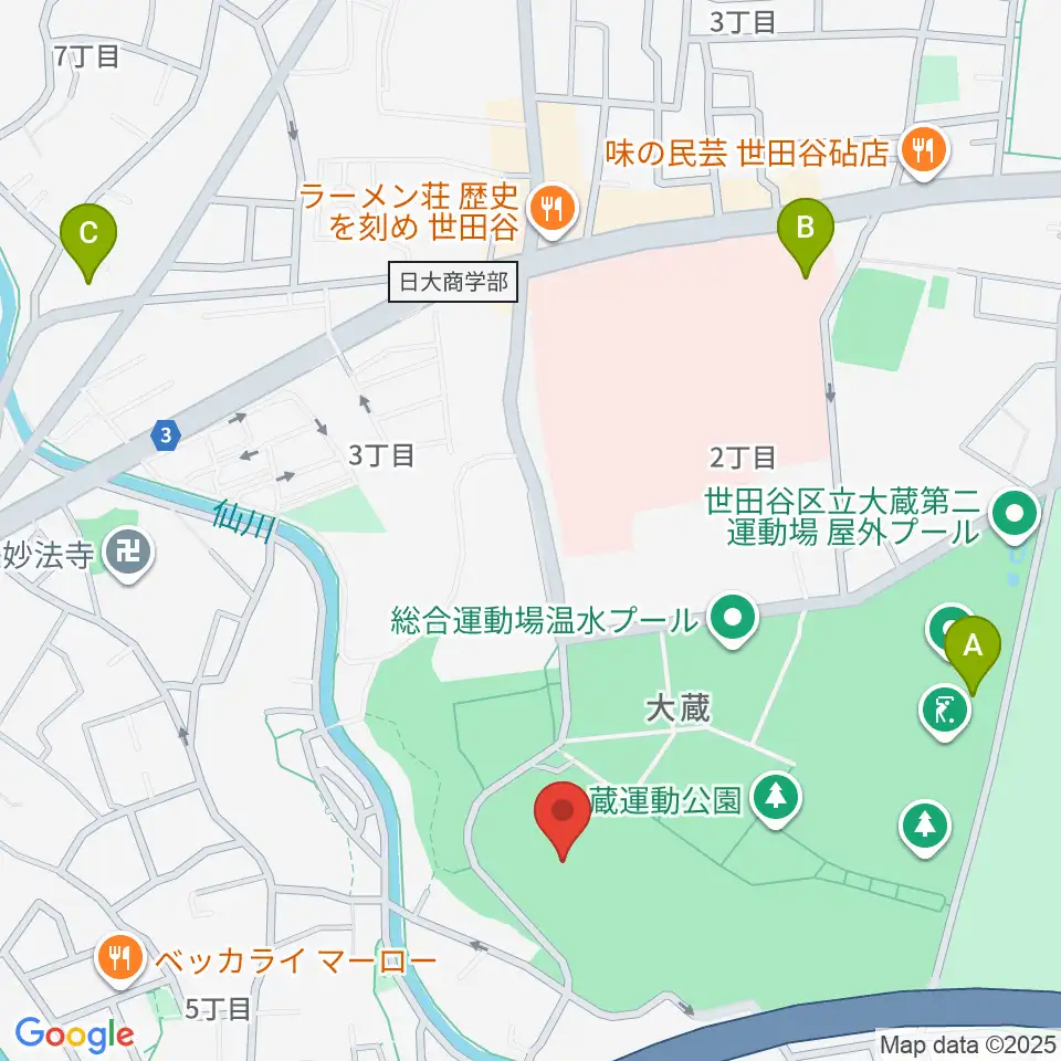 世田谷区立総合運動場陸上競技場周辺のホテル一覧地図