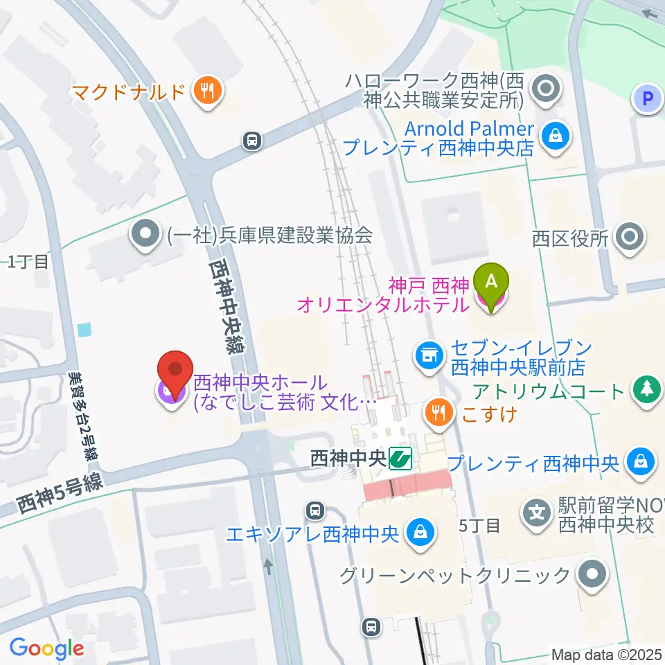 西神中央ホール周辺のホテル一覧地図