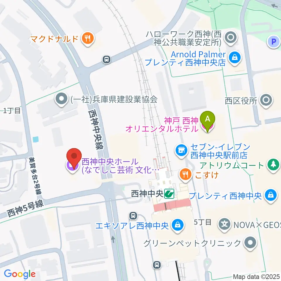 西神中央ホール周辺のホテル一覧地図
