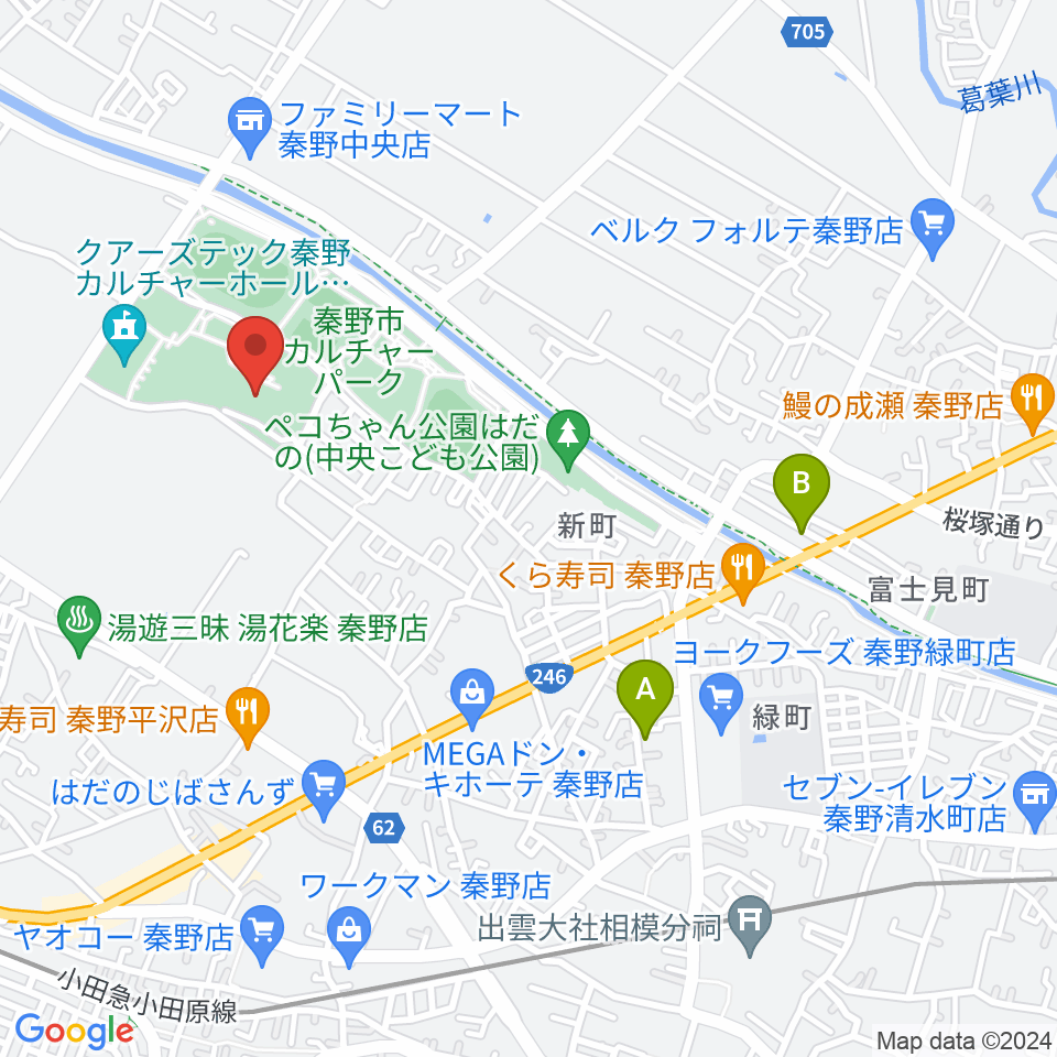 メタックス体育館はだの周辺のホテル一覧地図