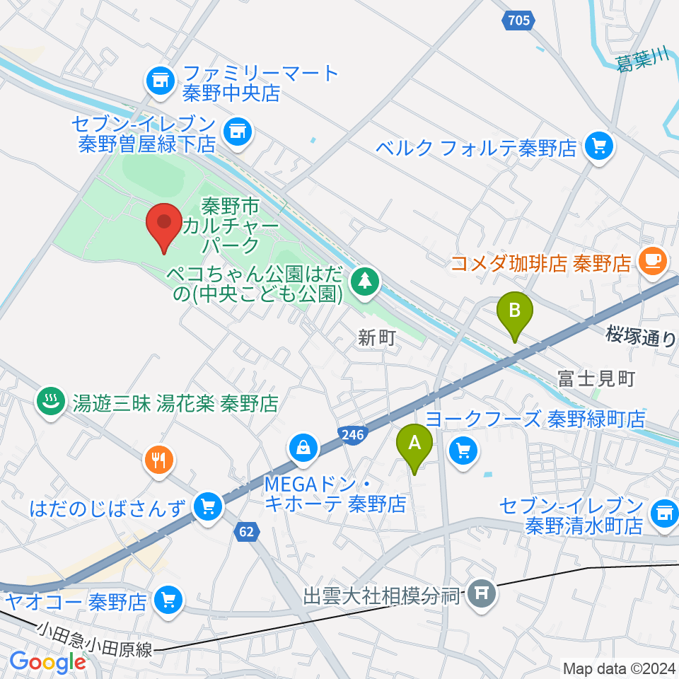 メタックス体育館はだの周辺のホテル一覧地図