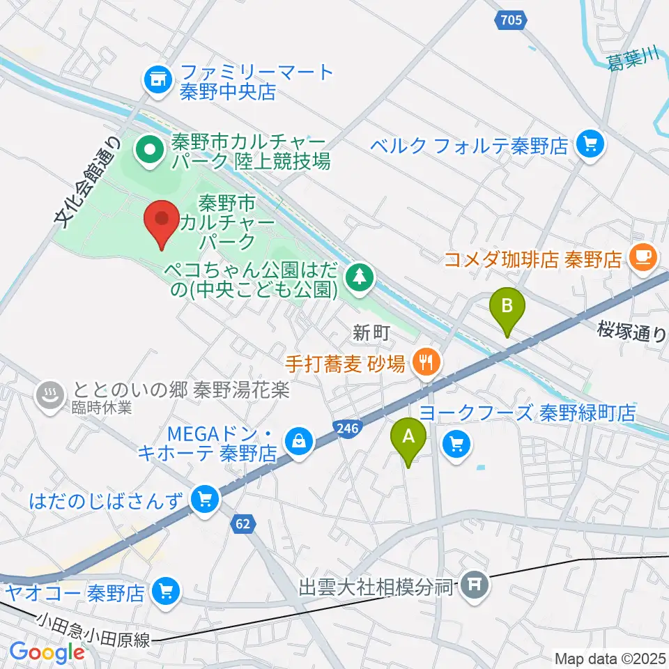 メタックス体育館はだの周辺のホテル一覧地図