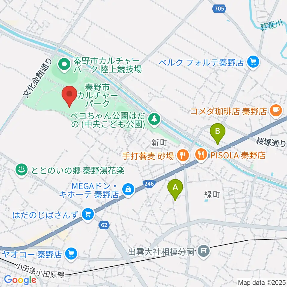 メタックス体育館はだの周辺のホテル一覧地図