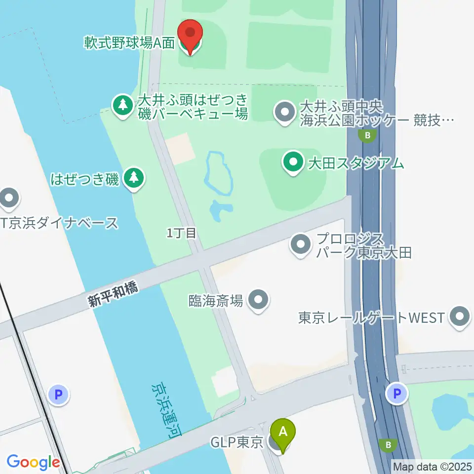 大井ふ頭中央海浜公園野球場周辺のホテル一覧地図