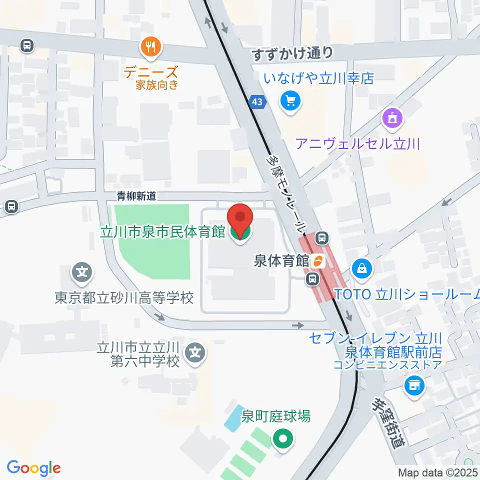 立川市泉市民体育館周辺のホテル一覧地図