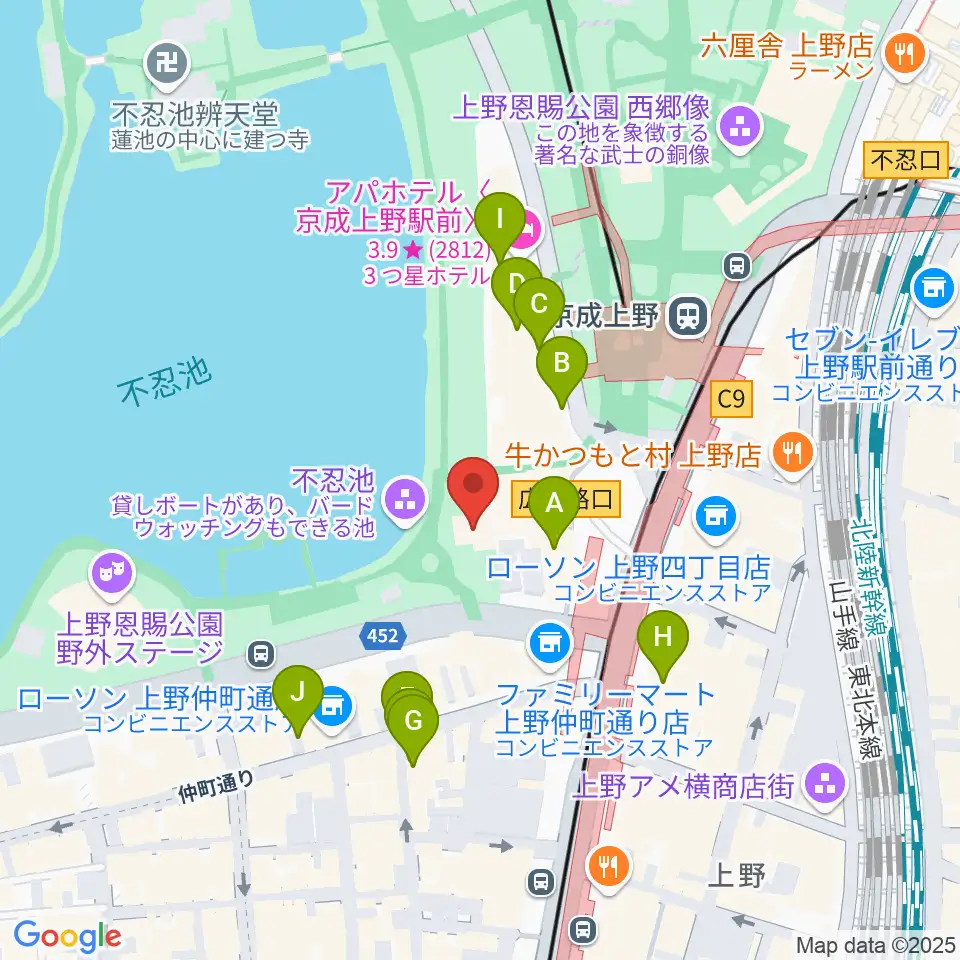 したまちミュージアム周辺のホテル一覧地図