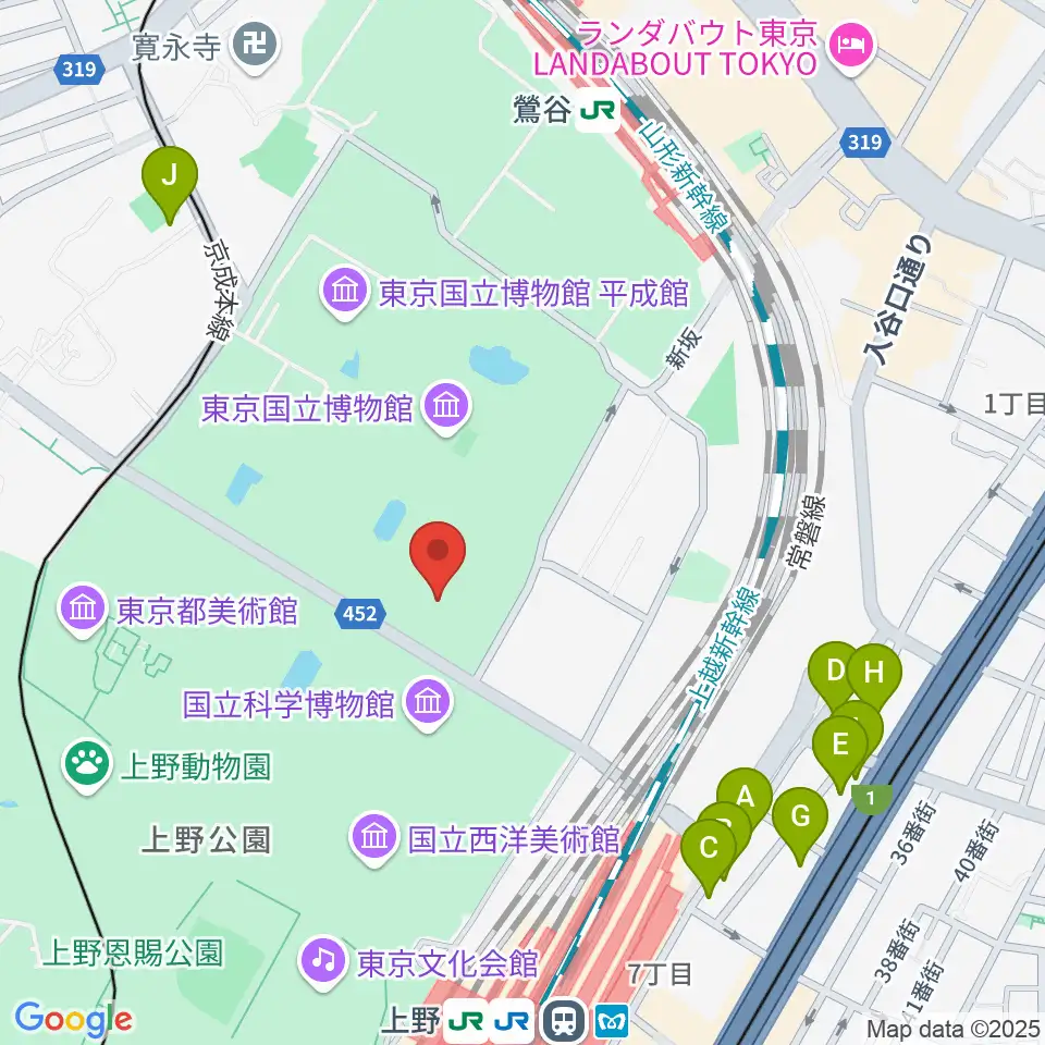 東京国立博物館・東洋館周辺のホテル一覧地図