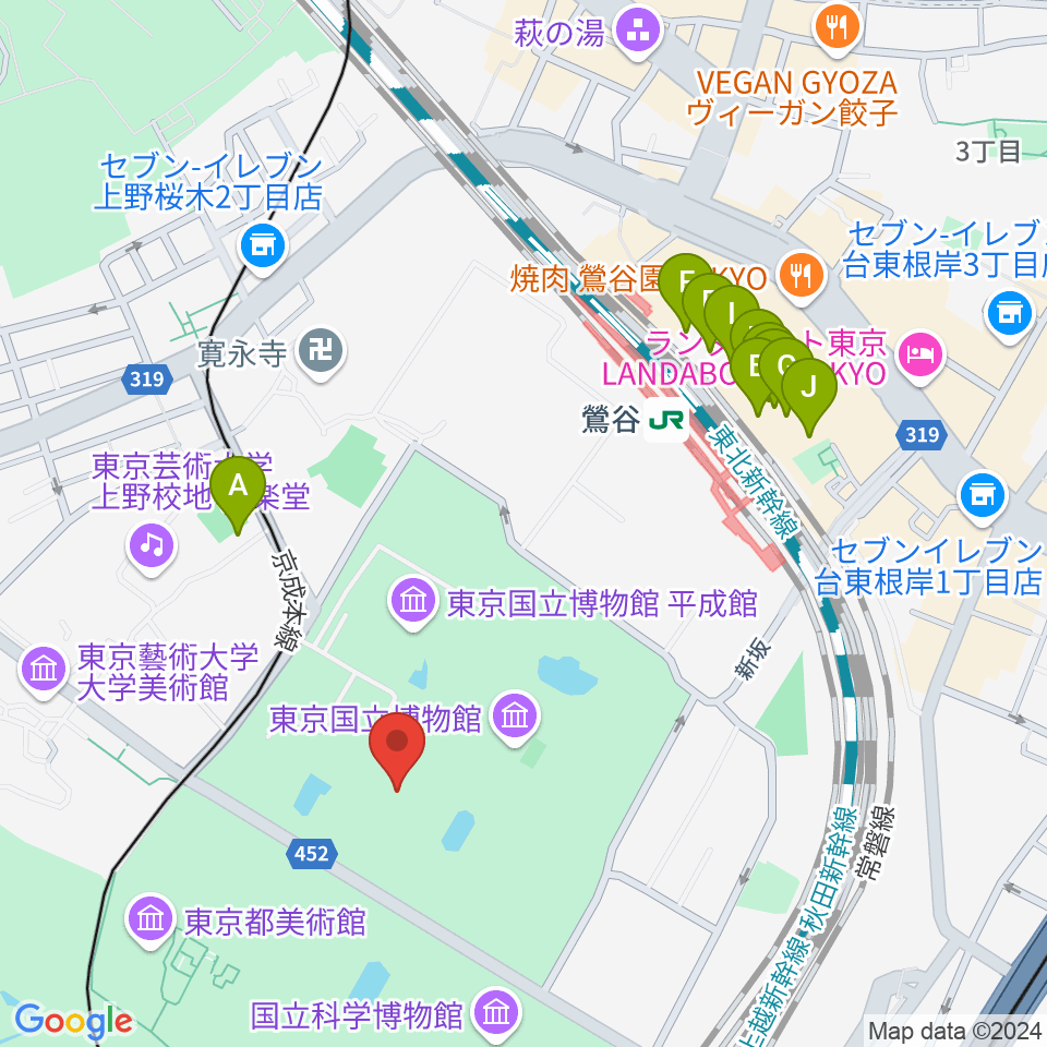 東京国立博物館・表慶館周辺のホテル一覧地図