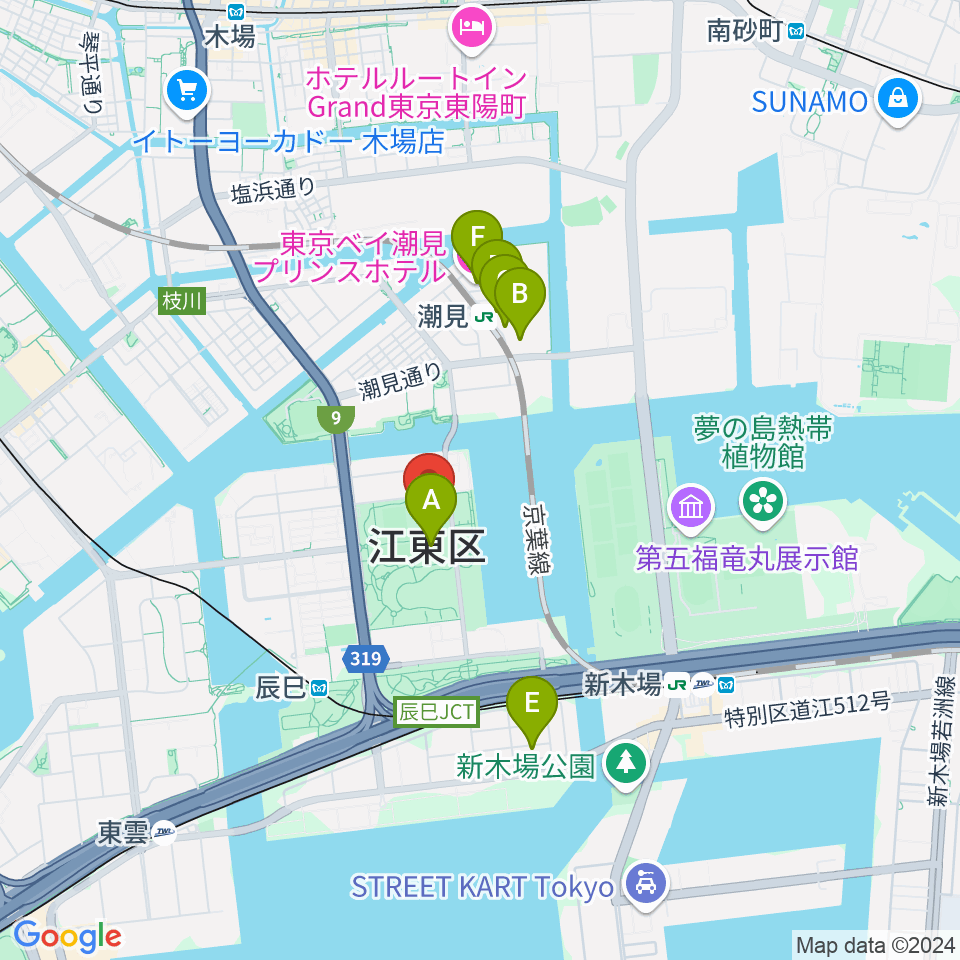 東京アクアティクスセンター周辺のホテル一覧地図