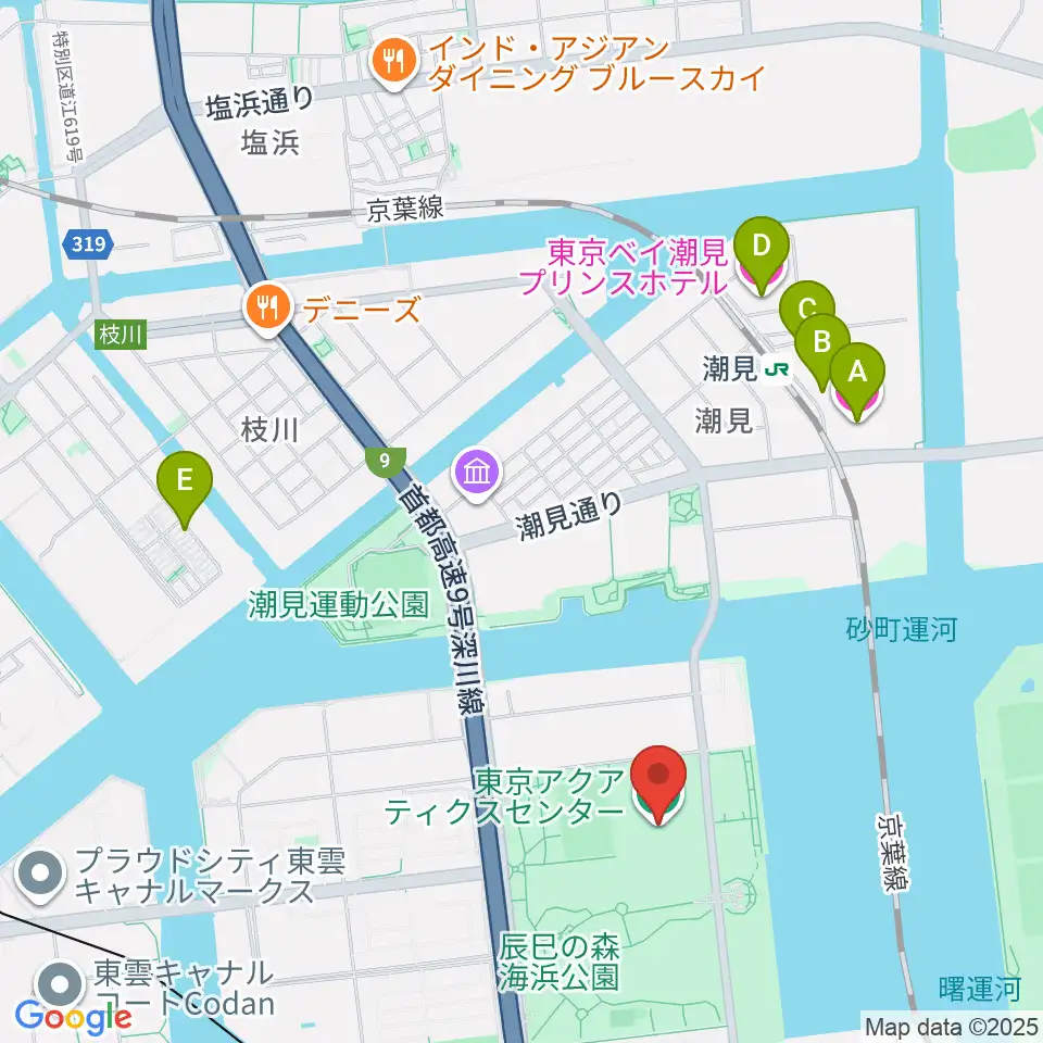 東京アクアティクスセンター周辺のホテル一覧地図