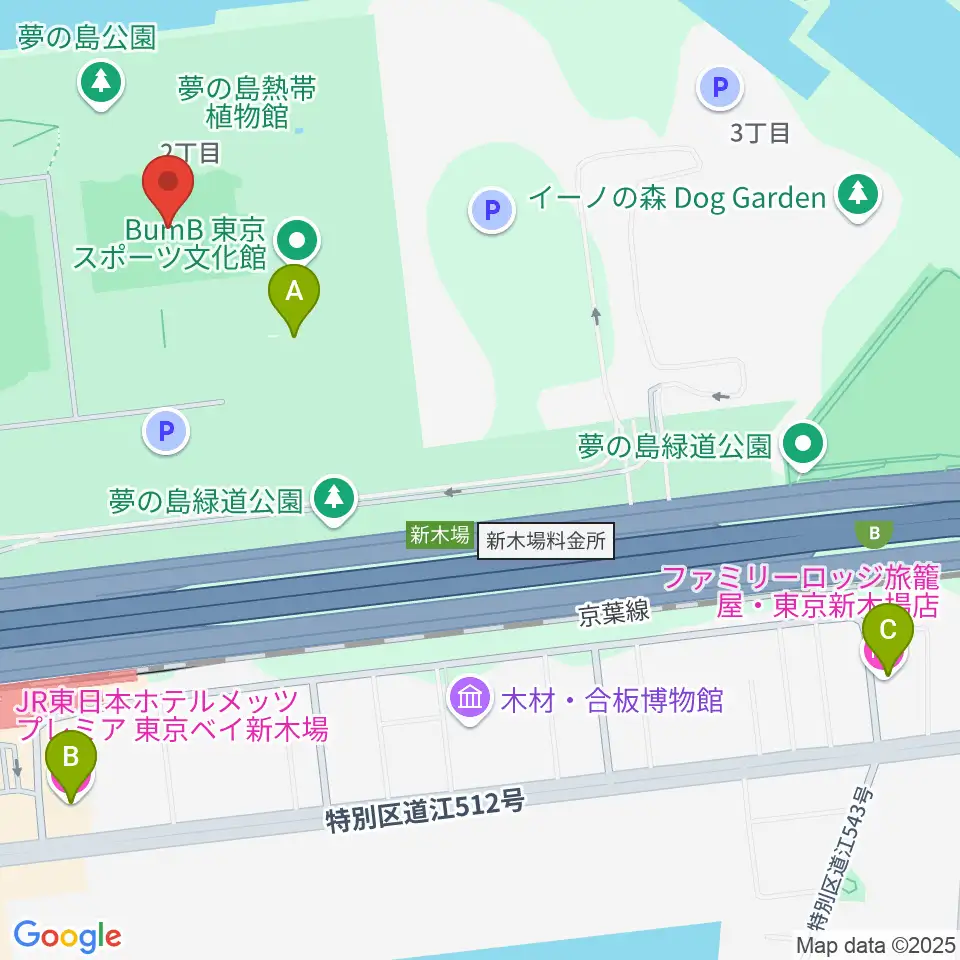 夢の島公園アーチェリー場周辺のホテル一覧地図