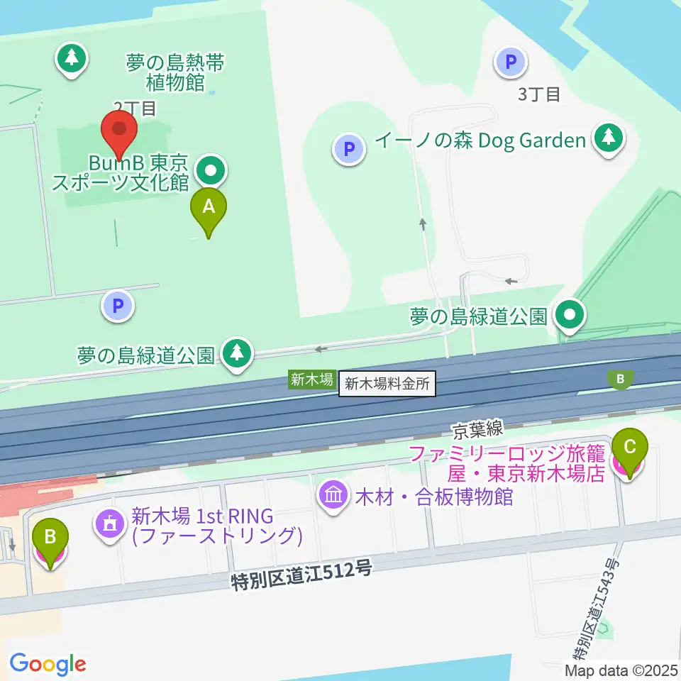 夢の島公園アーチェリー場周辺のホテル一覧地図