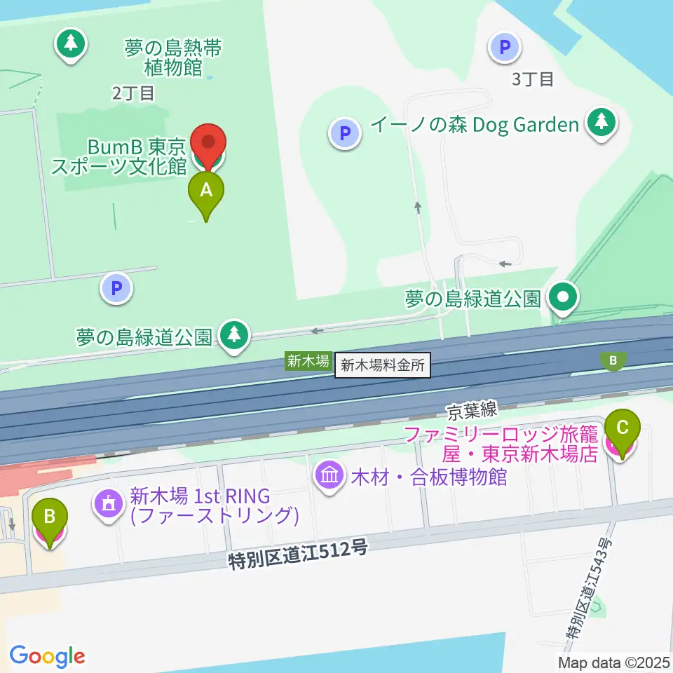 BumB東京スポーツ文化館周辺のホテル一覧地図
