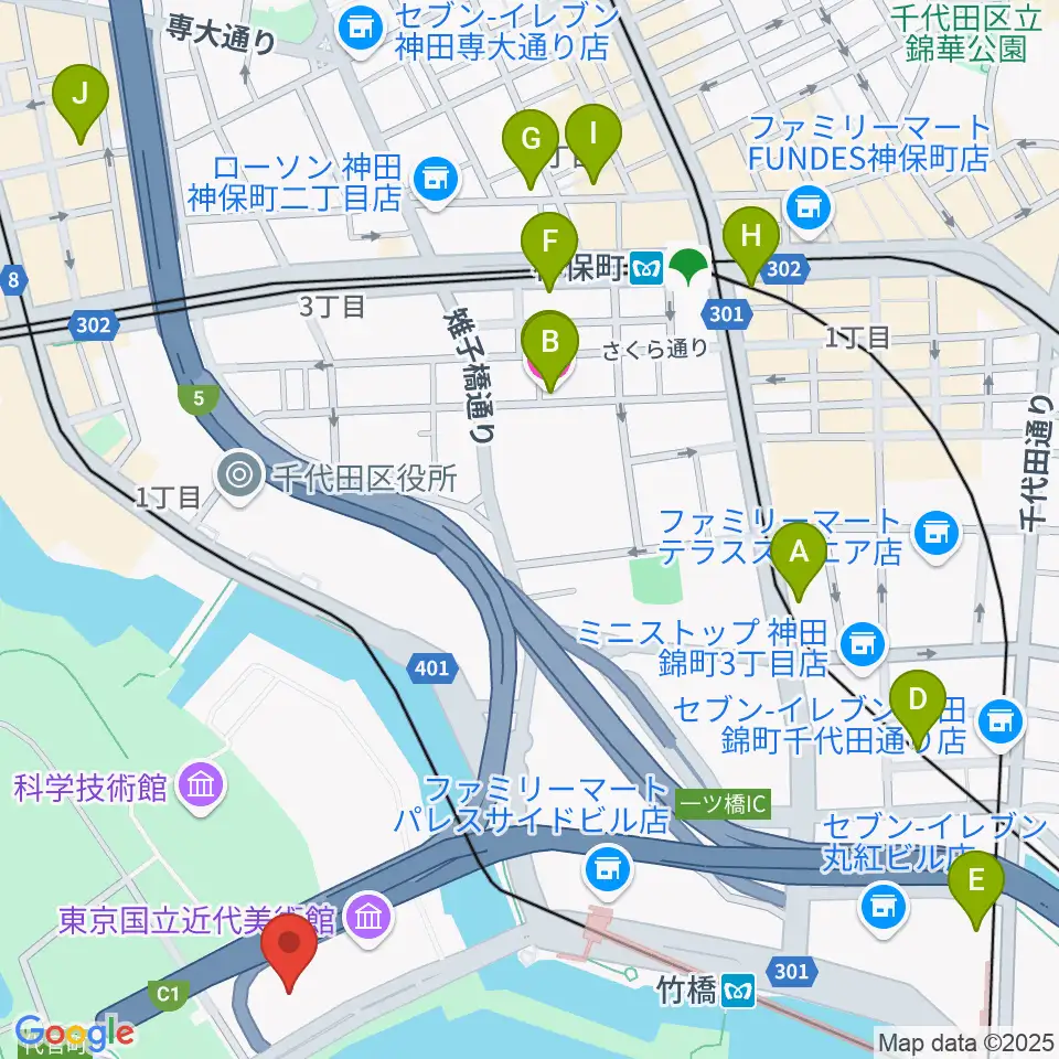国立公文書館周辺のホテル一覧地図