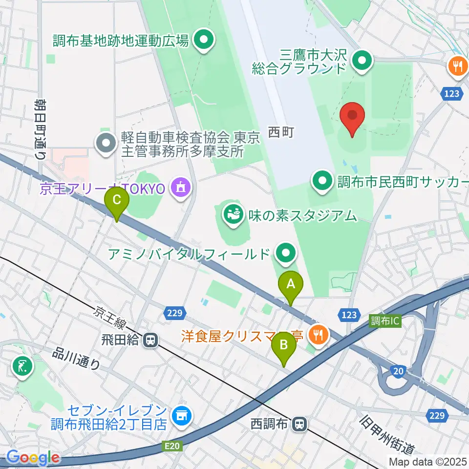 調布市民西町野球場周辺のホテル一覧地図