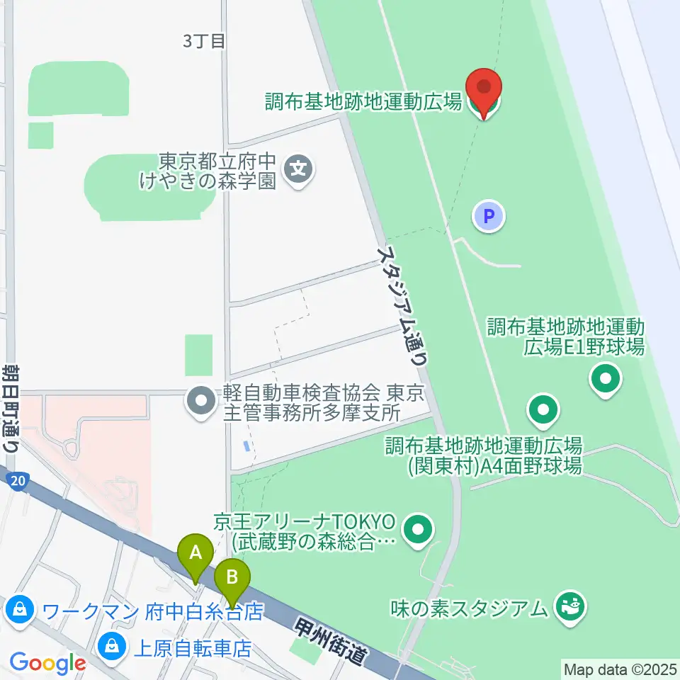 調布基地跡地運動広場周辺のホテル一覧地図