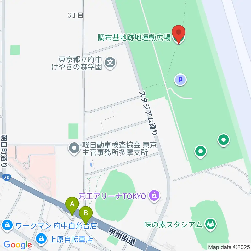 調布基地跡地運動広場周辺のホテル一覧地図