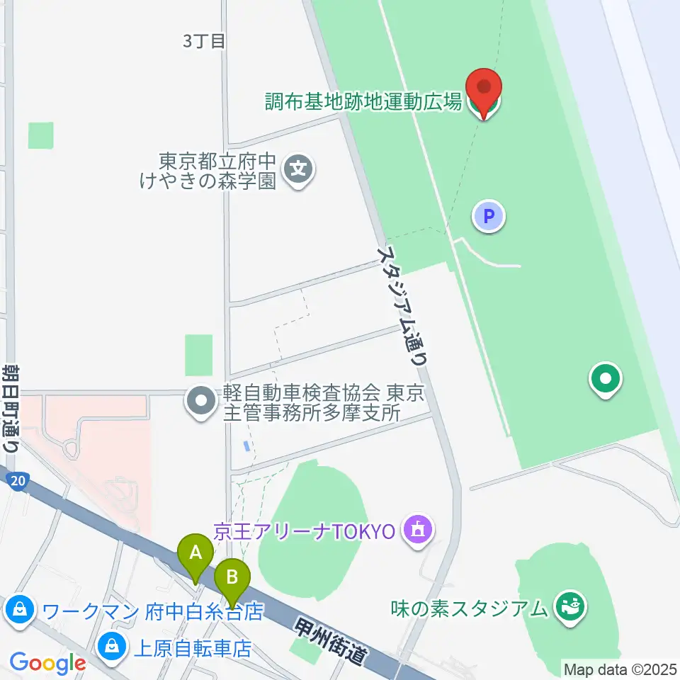 調布基地跡地運動広場周辺のホテル一覧地図