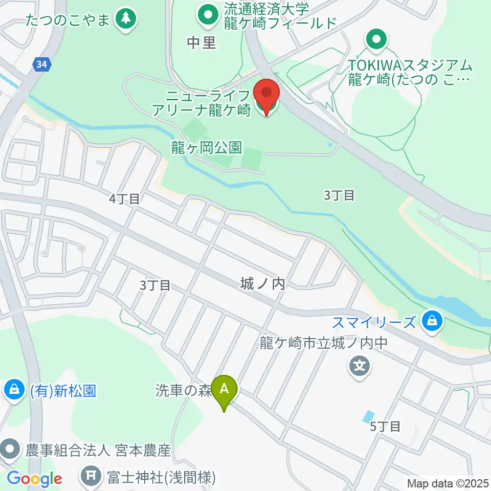 ニューライフアリーナ龍ケ崎周辺のホテル一覧地図