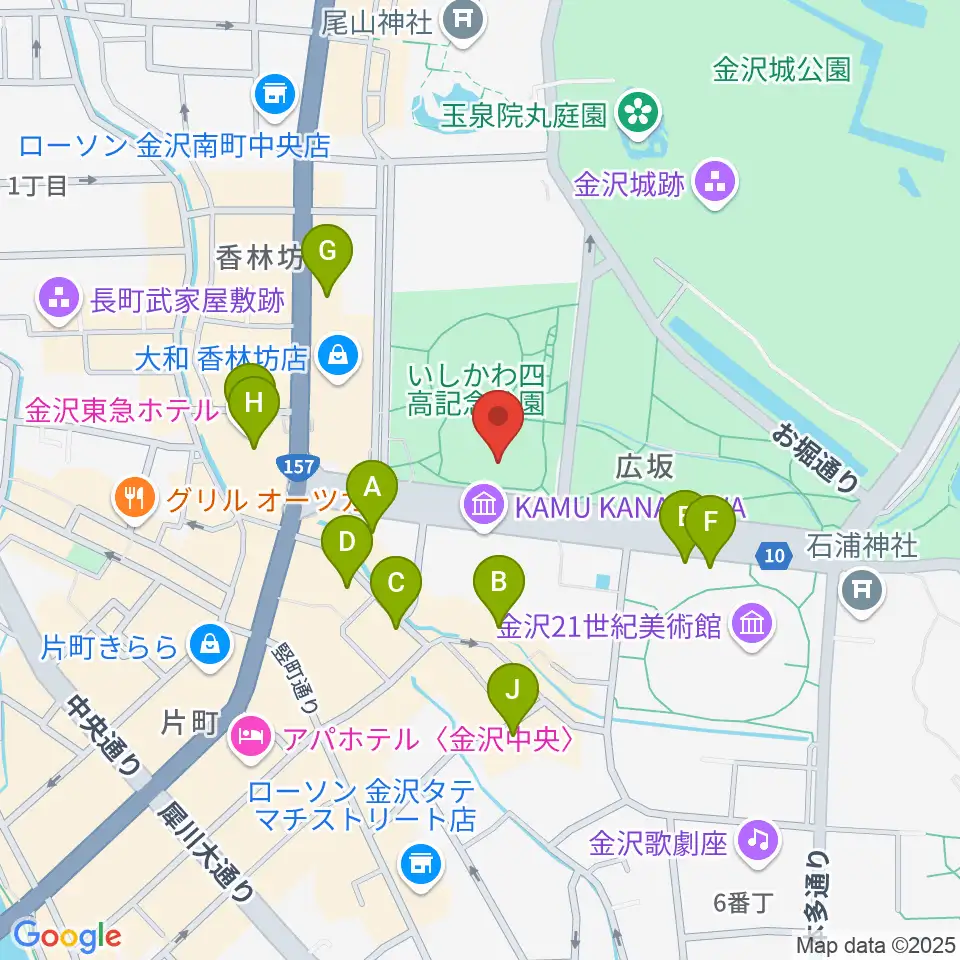 石川四高記念文化交流館周辺のホテル一覧地図